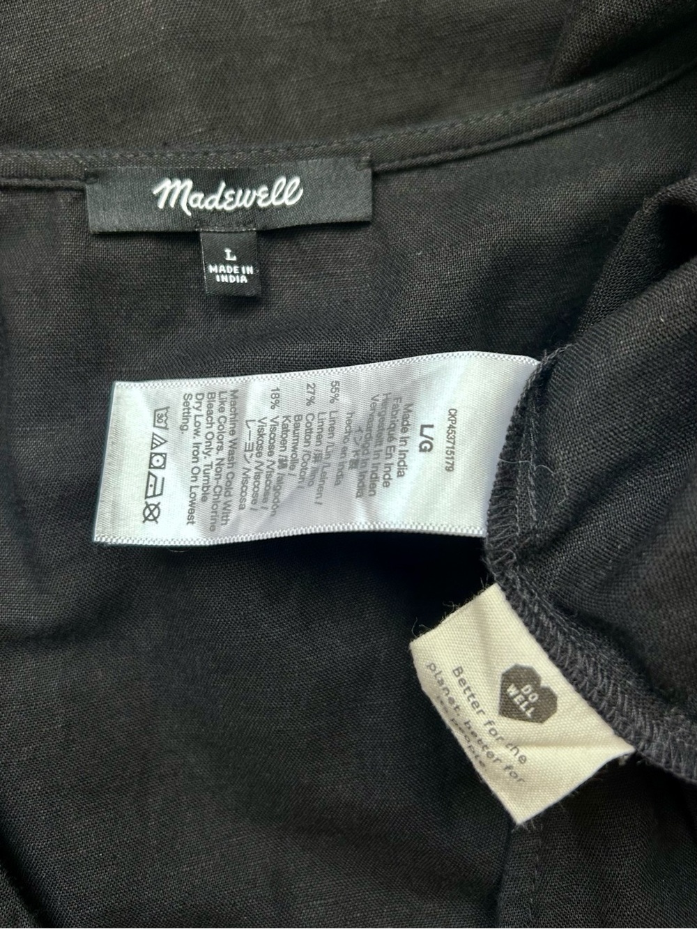 Madewell Black Linen Alexandra Button-Front Mini Dress Size L - Picture 9 of 11